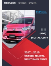 SUBARU PLEO PLUS 2017-2018 OWNERS MANUAL IN ENGLISH